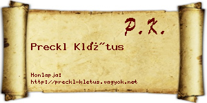 Preckl Klétus névjegykártya